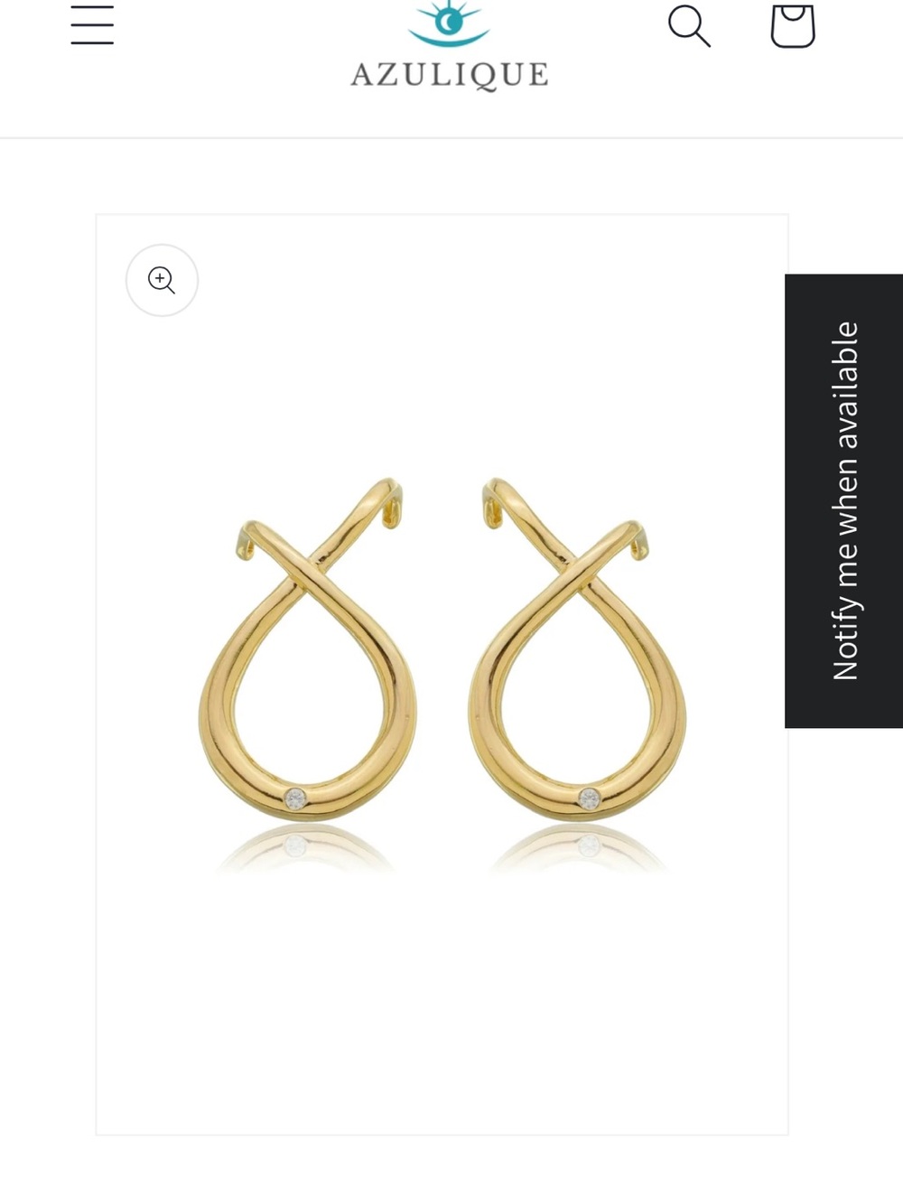 Gold Loop Teardrop Stud Earrings with Diamond Accent